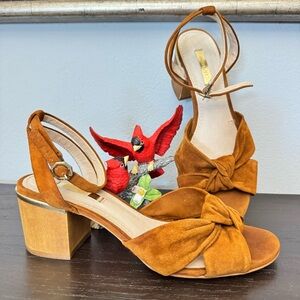 Lousie Et Cie Genna Brown Suede Slingback Heeled Sandals Size 7.5